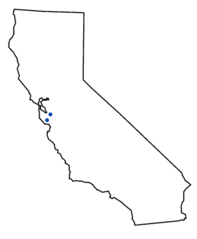 California map with Santa Cruz and Silicon Valley locations